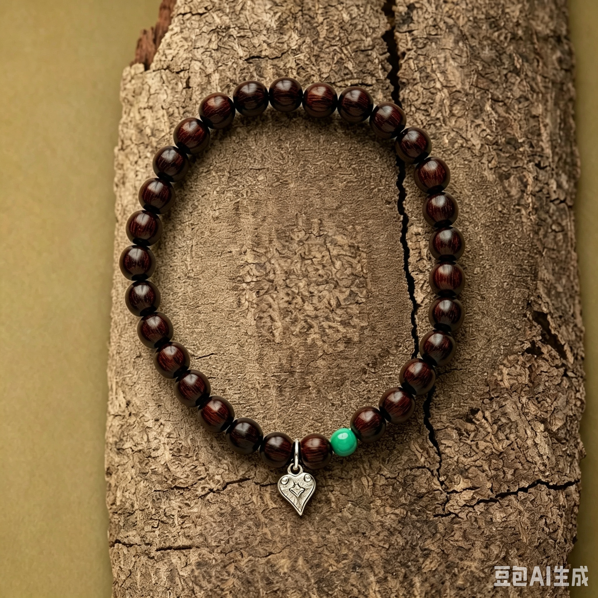 Indian Red Sandalwood (Rosewood) with Enhanced Turquoise and Sterling Silver Bracelet