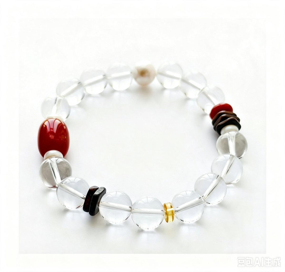 Natural White Crystal & Freshwater Pearl Bracelet