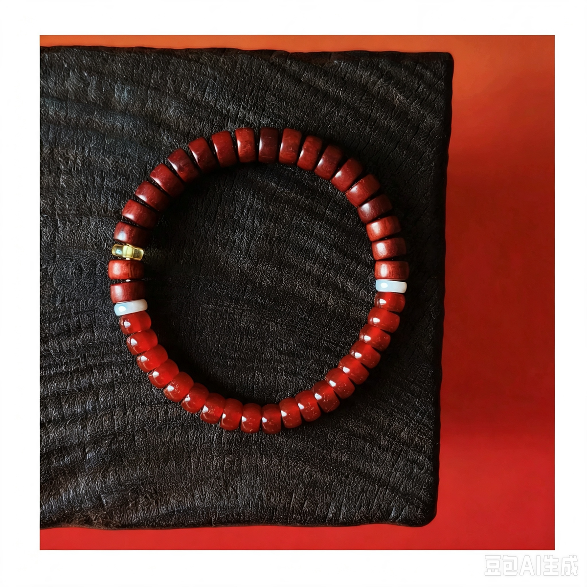 Natural Red Agate & Purple Sandalwood Bracelet