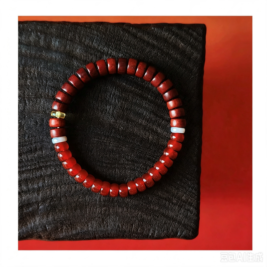 Natural Red Agate & Purple Sandalwood Bracelet