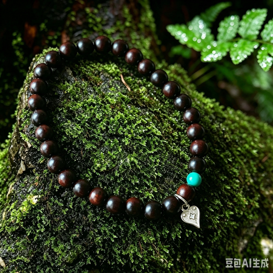 Indian Red Sandalwood (Rosewood) with Enhanced Turquoise and Sterling Silver Bracelet