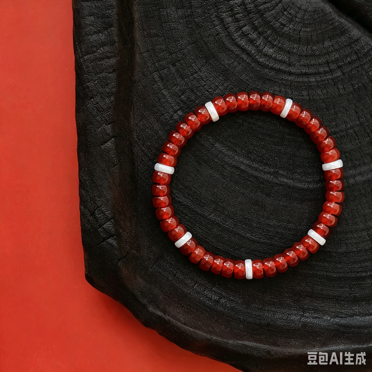 Natural Red Agate & Pearl Bracelet