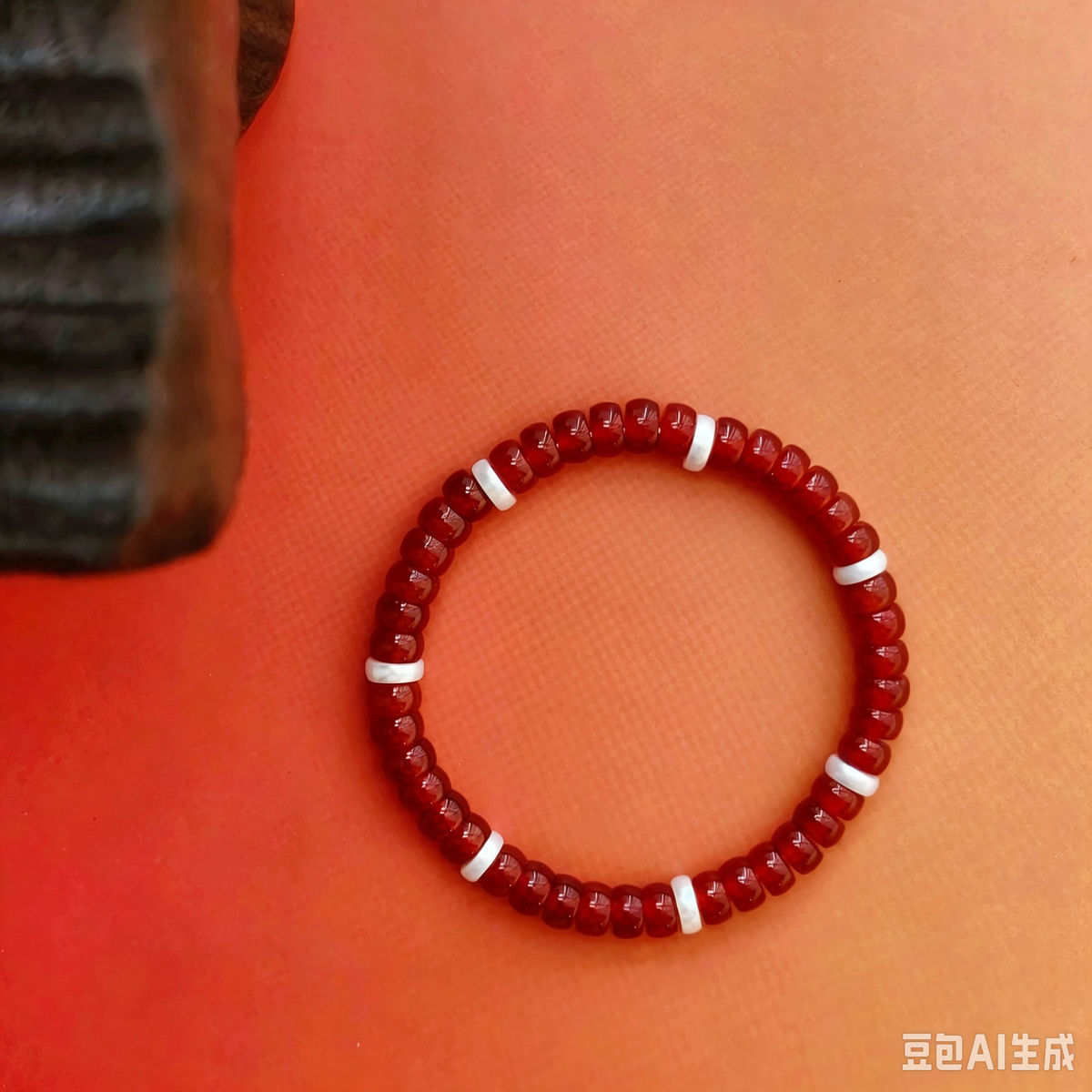 Natural Red Agate & Pearl Bracelet