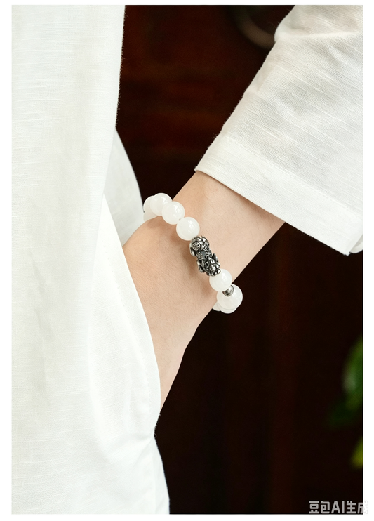 Natural White Phantom Crystal Pixiu Lucky Bracelet