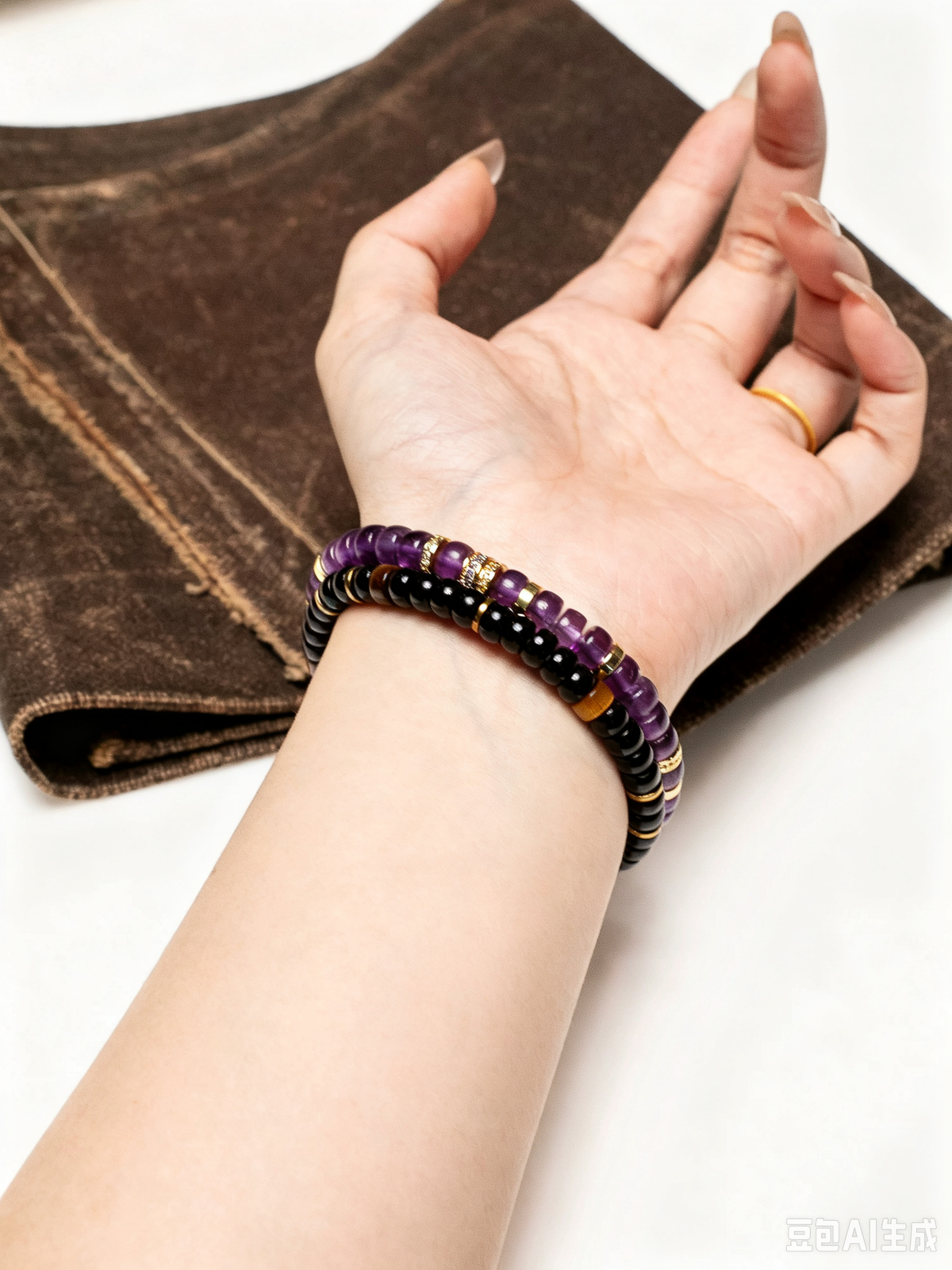 Natural Amethyst Pill-Shape Beaded Bracelet