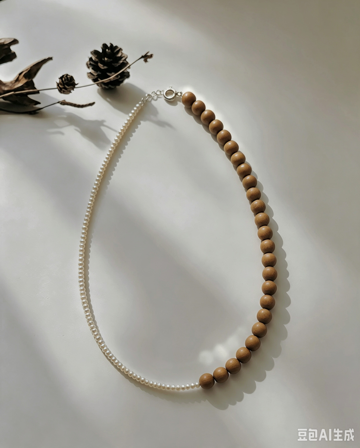 Indian Mysore Sandalwood & Freshwater Pearl Double-Strand Bracelet