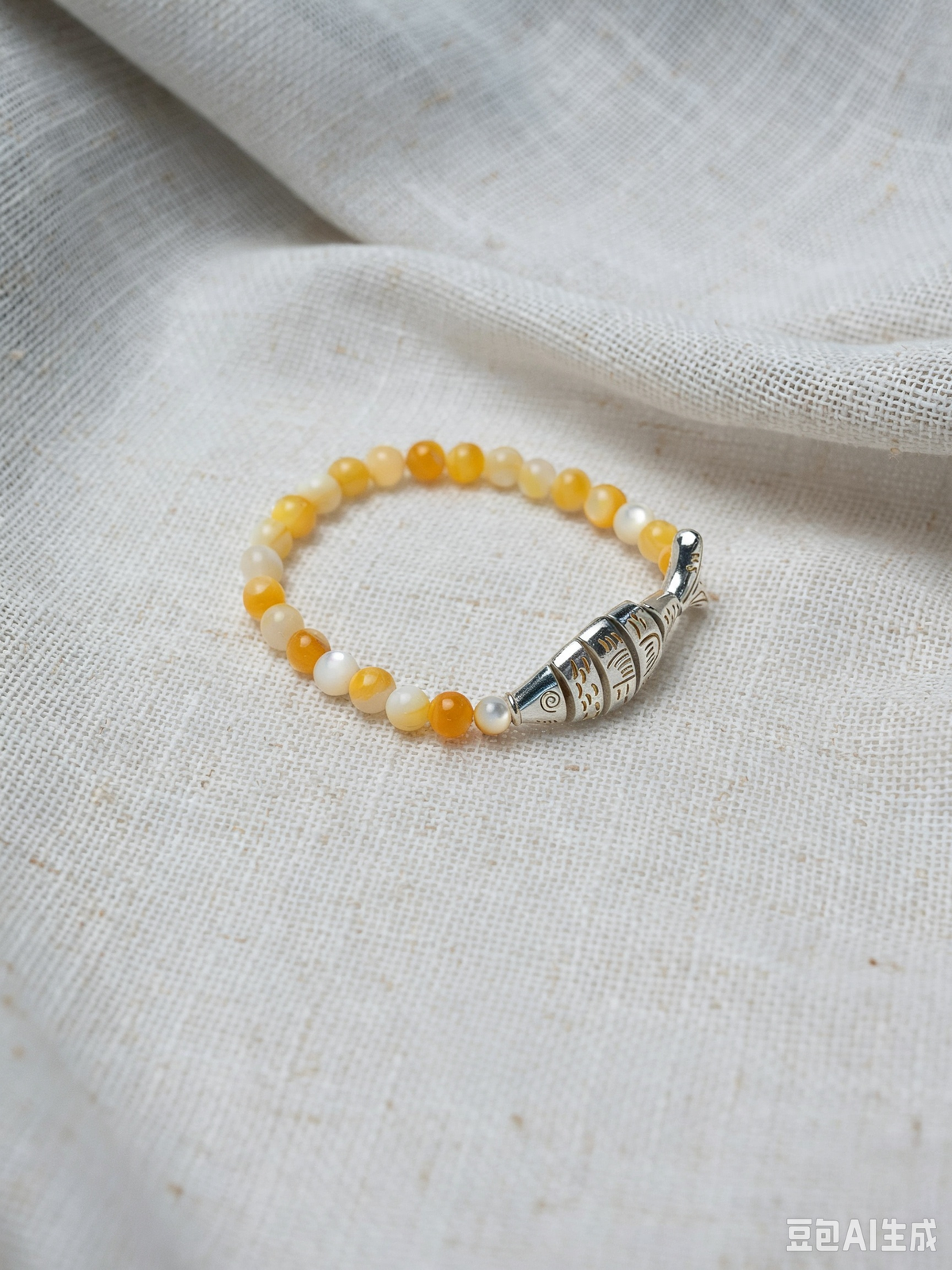 Vintage Tibetan Silver & Mother-of-Pearl Gemstone Bracelet – Boho-Chic Layered Wristband for Women