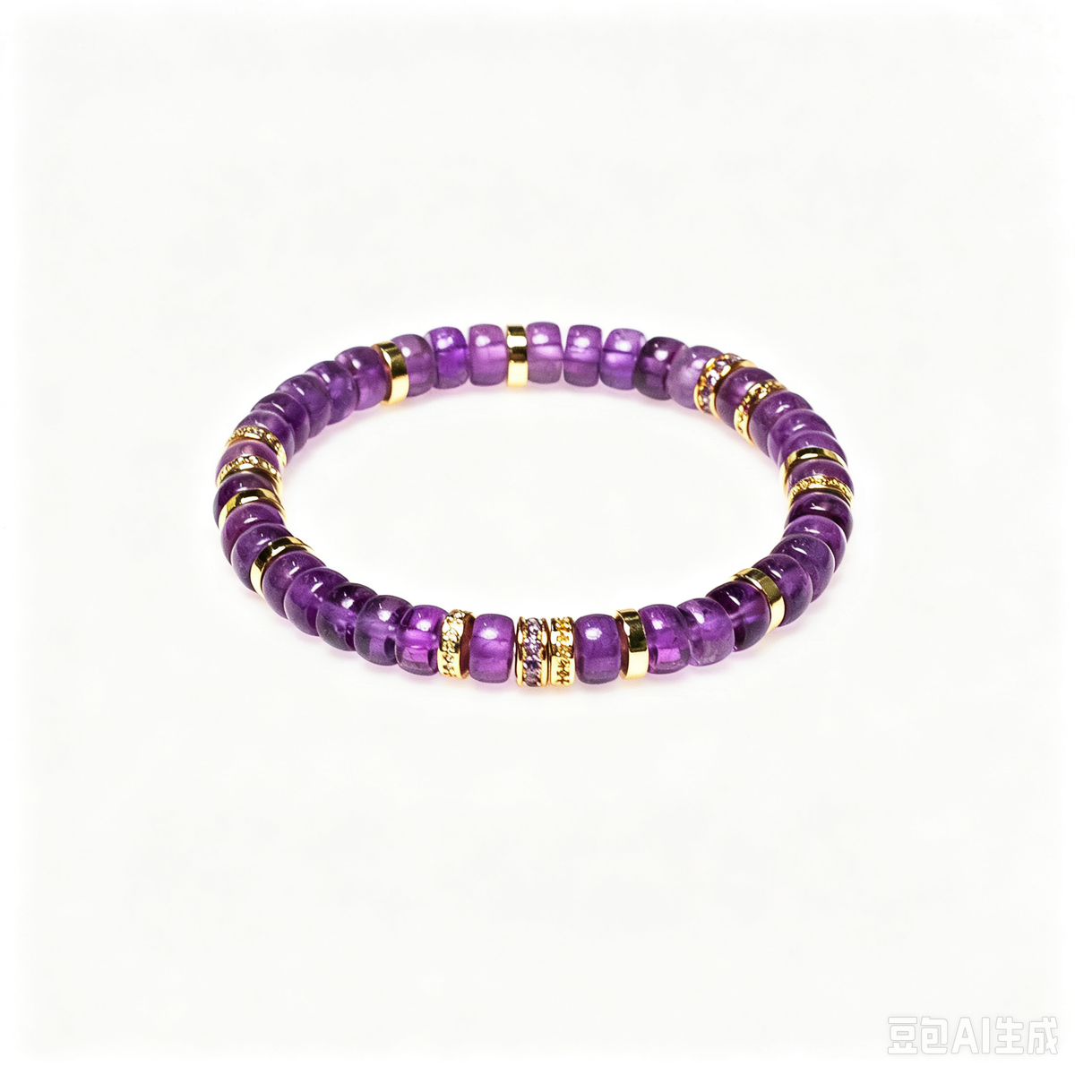 Natural Amethyst Pill-Shape Beaded Bracelet