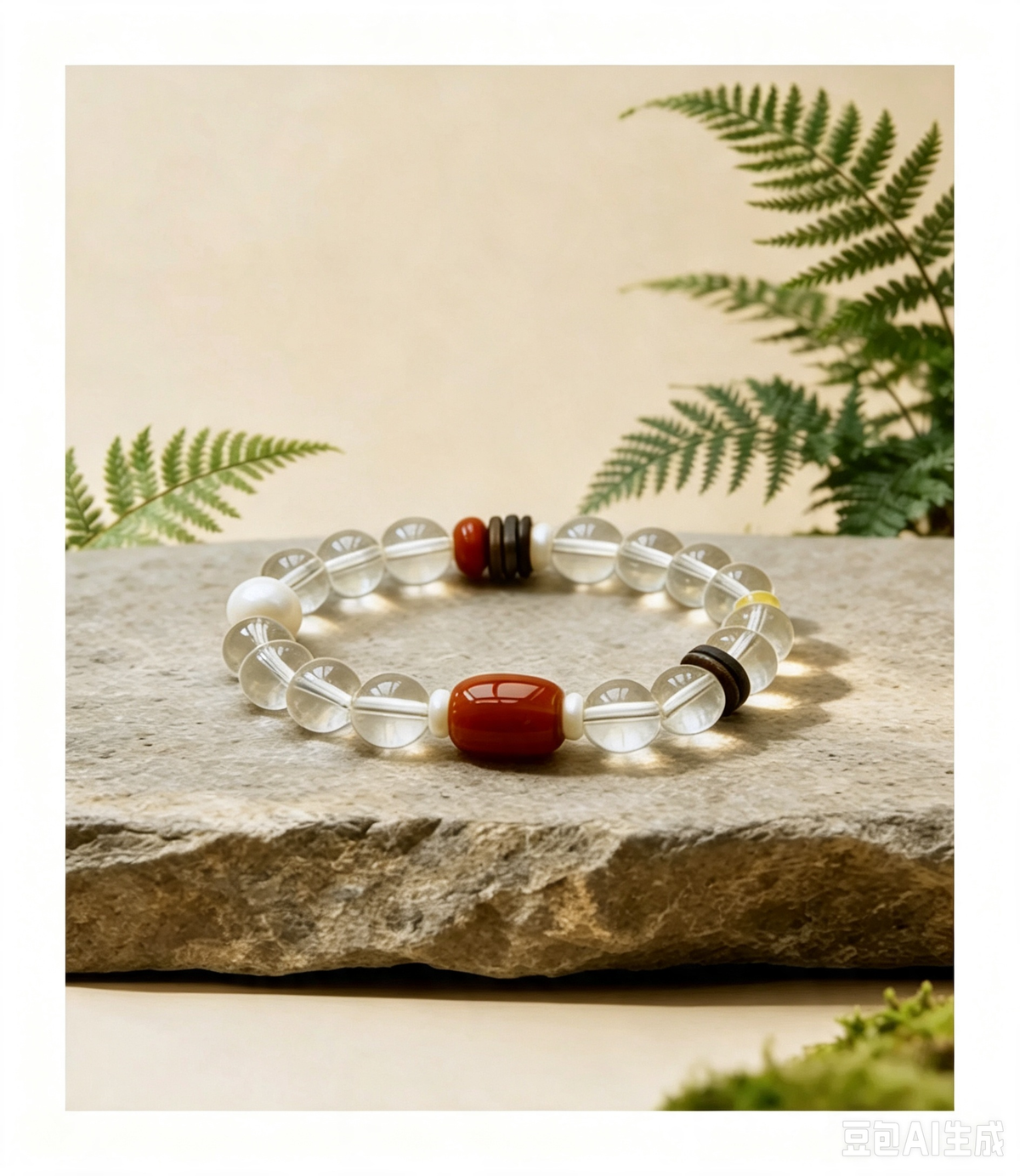 Natural White Crystal & Freshwater Pearl Bracelet
