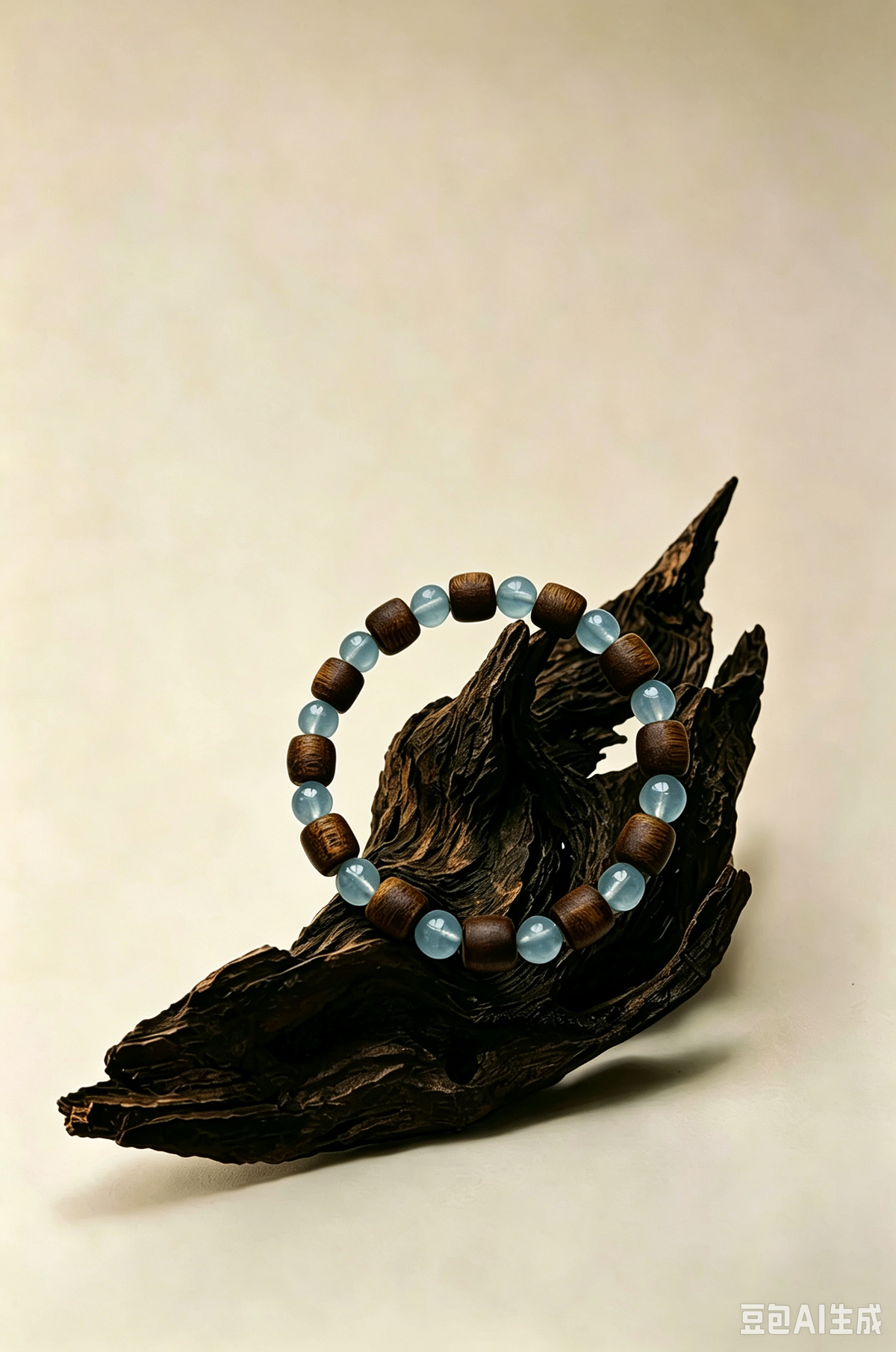 Qi-Nan Agarwood & Aquamarine Bracelet – Unisex Design
