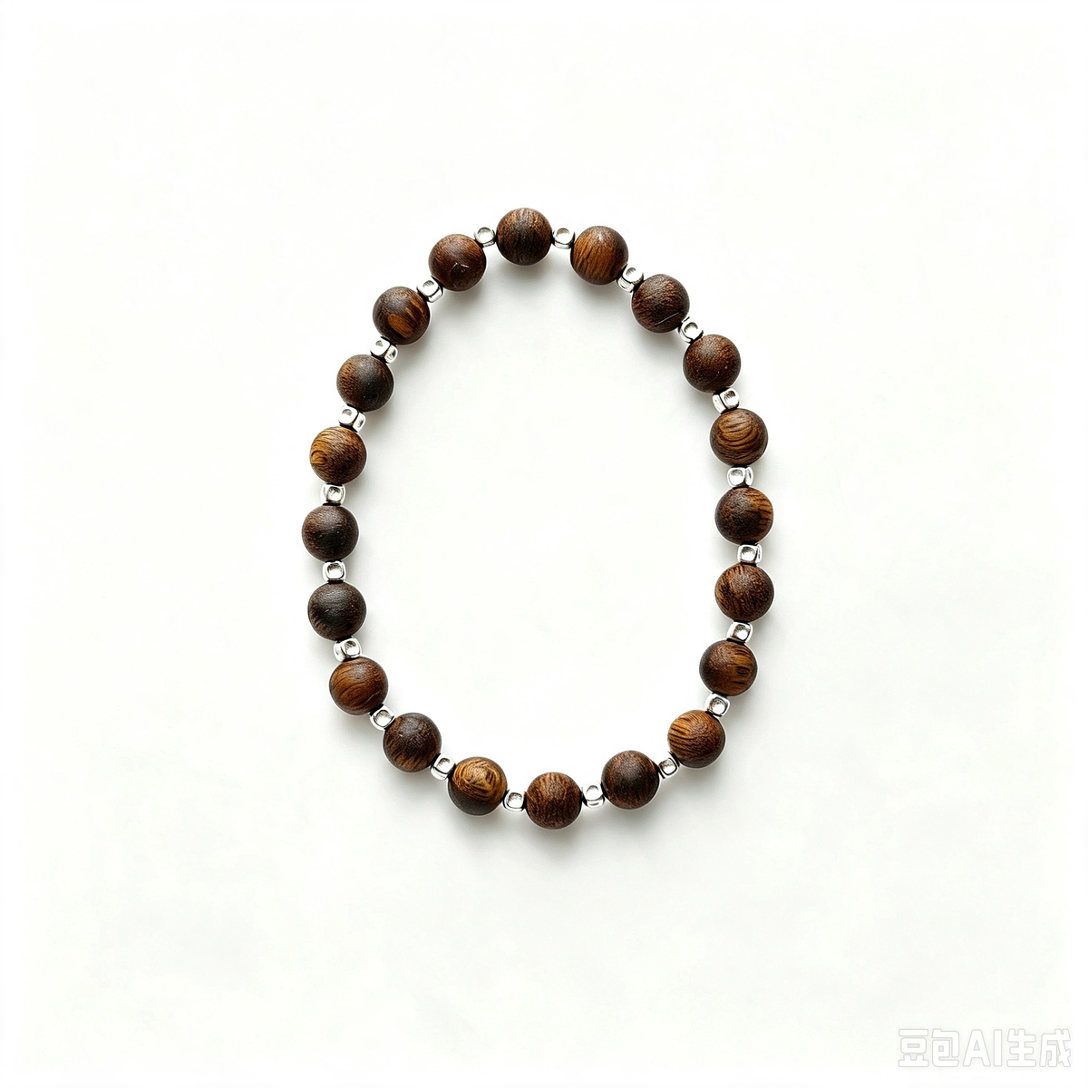 Neutral Natural Qi-Nan Agarwood S925 Sterling Silver Wood Bracelet