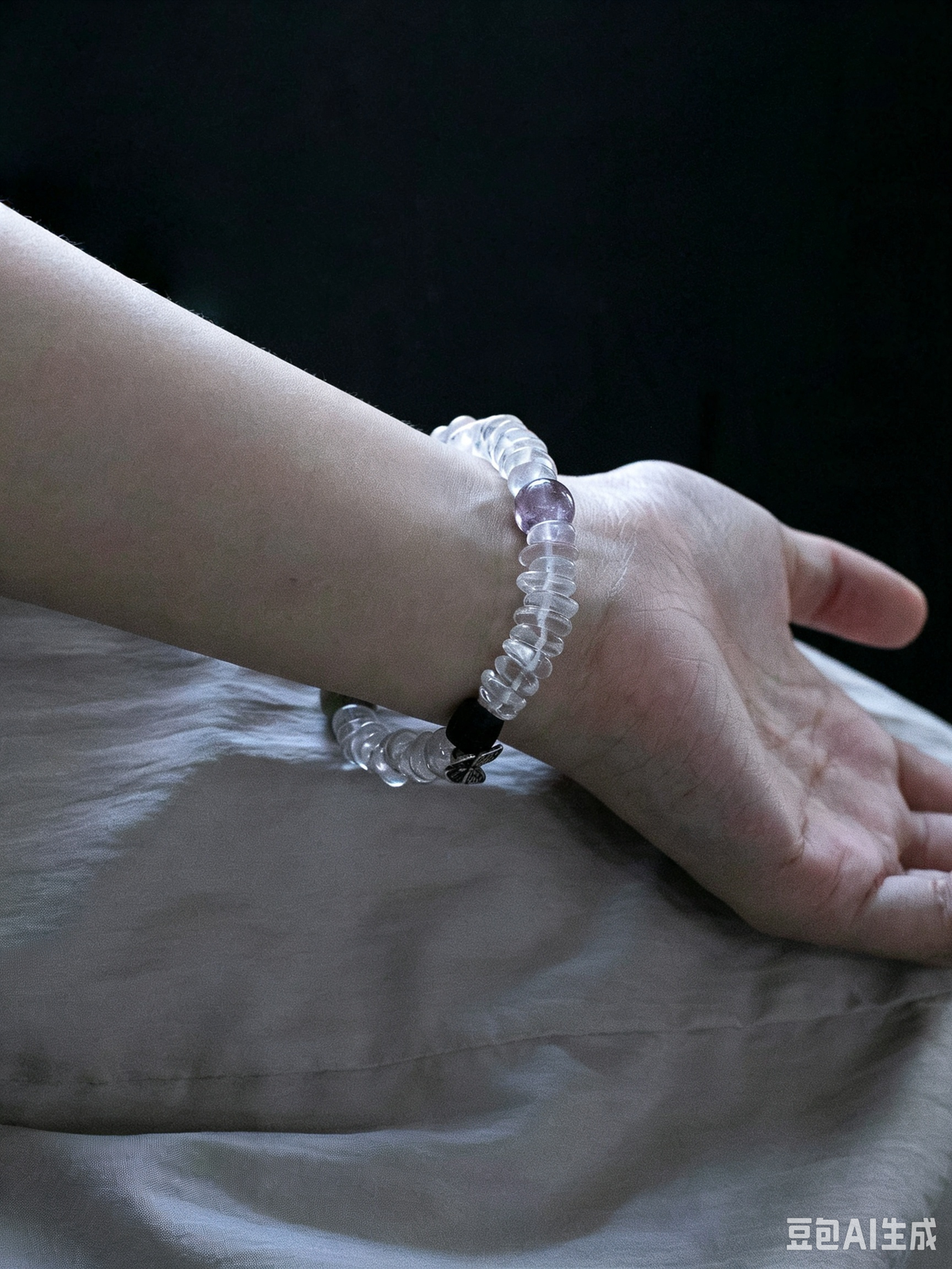 Natural White Crystal Freeform Bracelet with Silver Accents, Agate & Zhenjiang Fragrant Wood – Women's Bracelet