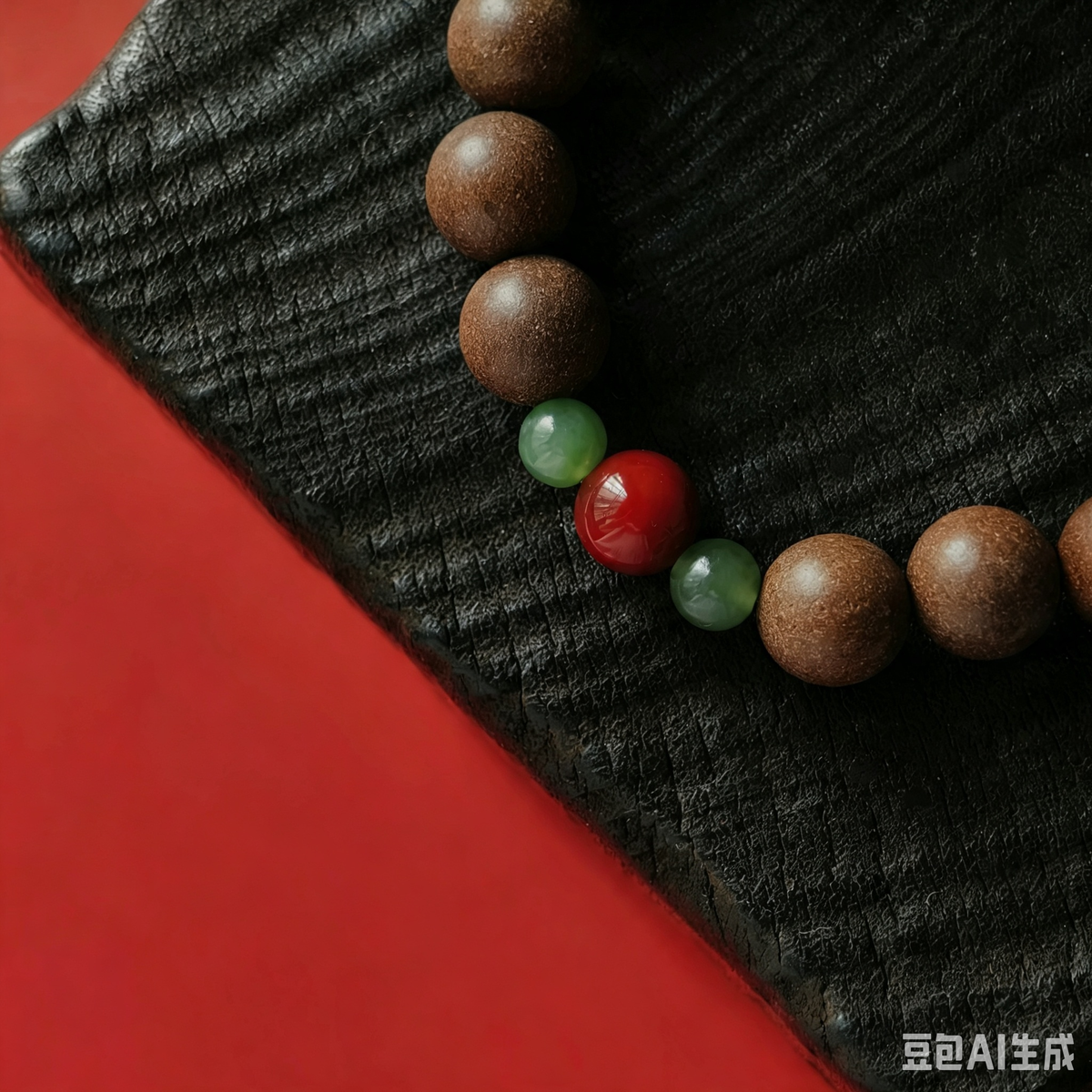Natural Hetian Jade & Cinnabar Bracelet with Ancient Herbal Incense Beads