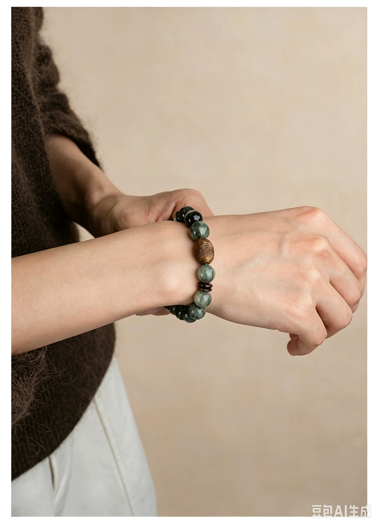 Green Phantom & Green Rutilated Quartz Agarwood Bracelet