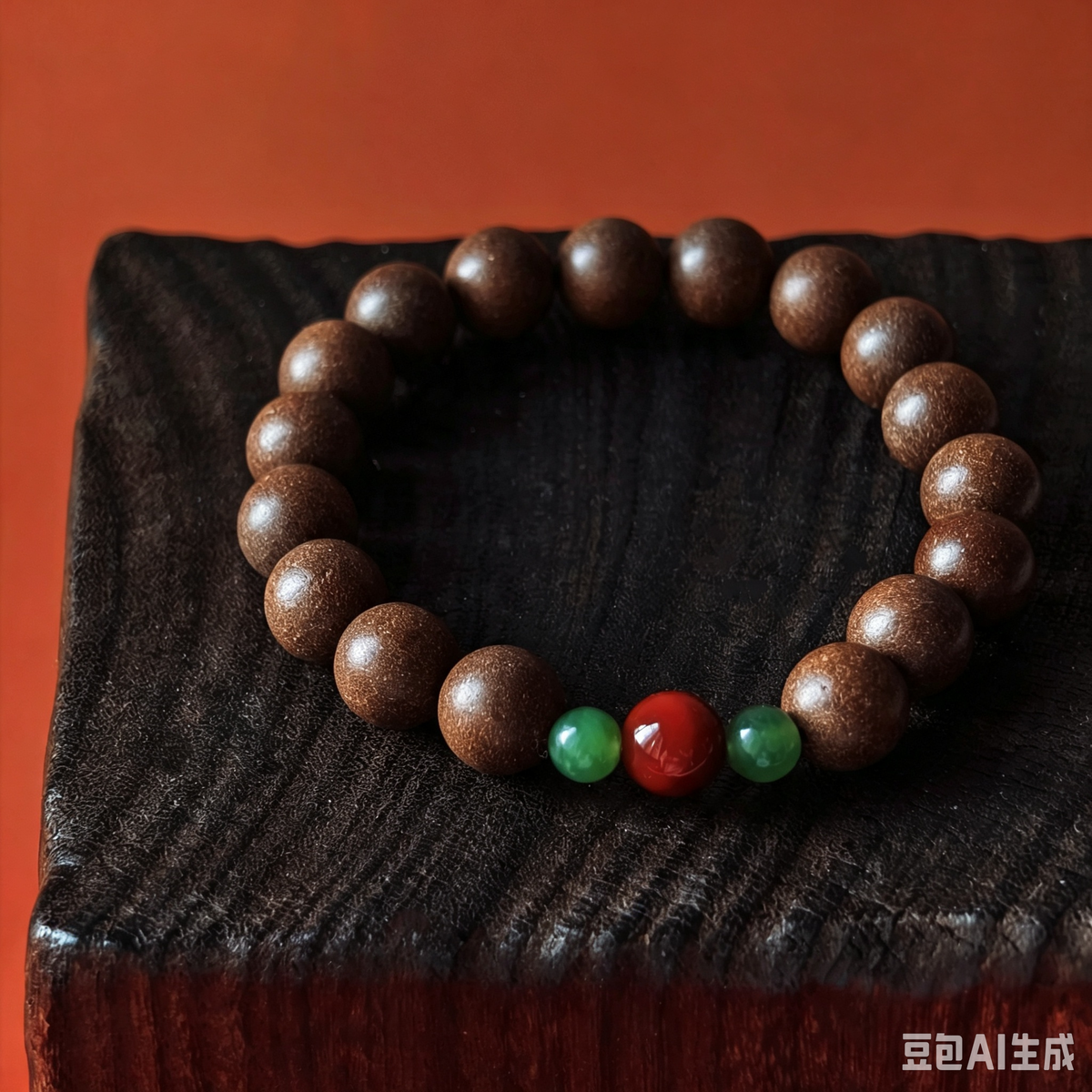 Natural Hetian Jade & Cinnabar Bracelet with Ancient Herbal Incense Beads