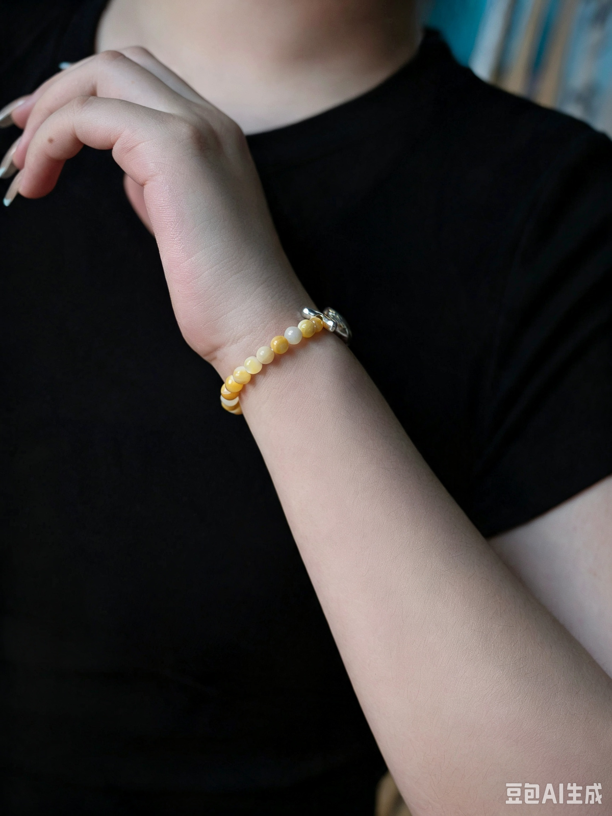 Vintage Tibetan Silver & Mother-of-Pearl Gemstone Bracelet – Boho-Chic Layered Wristband for Women