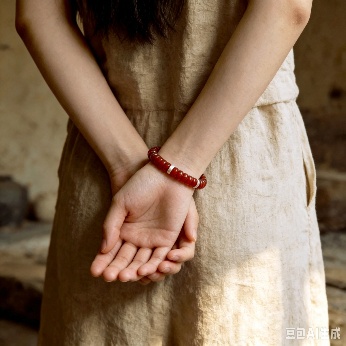 Natural Red Agate & Pearl Bracelet