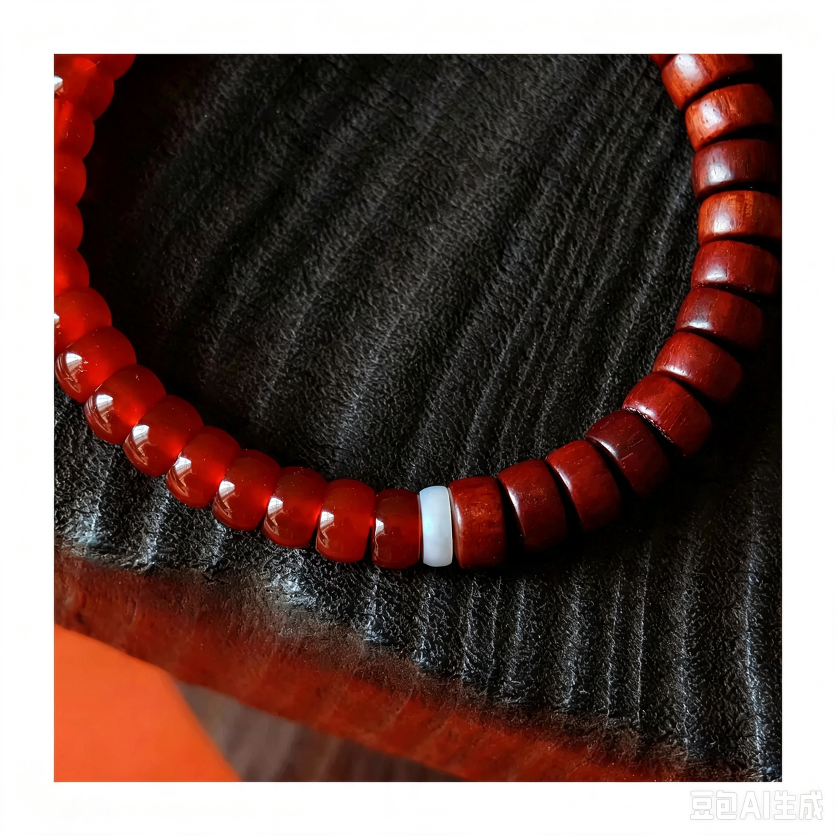 Natural Red Agate & Purple Sandalwood Bracelet