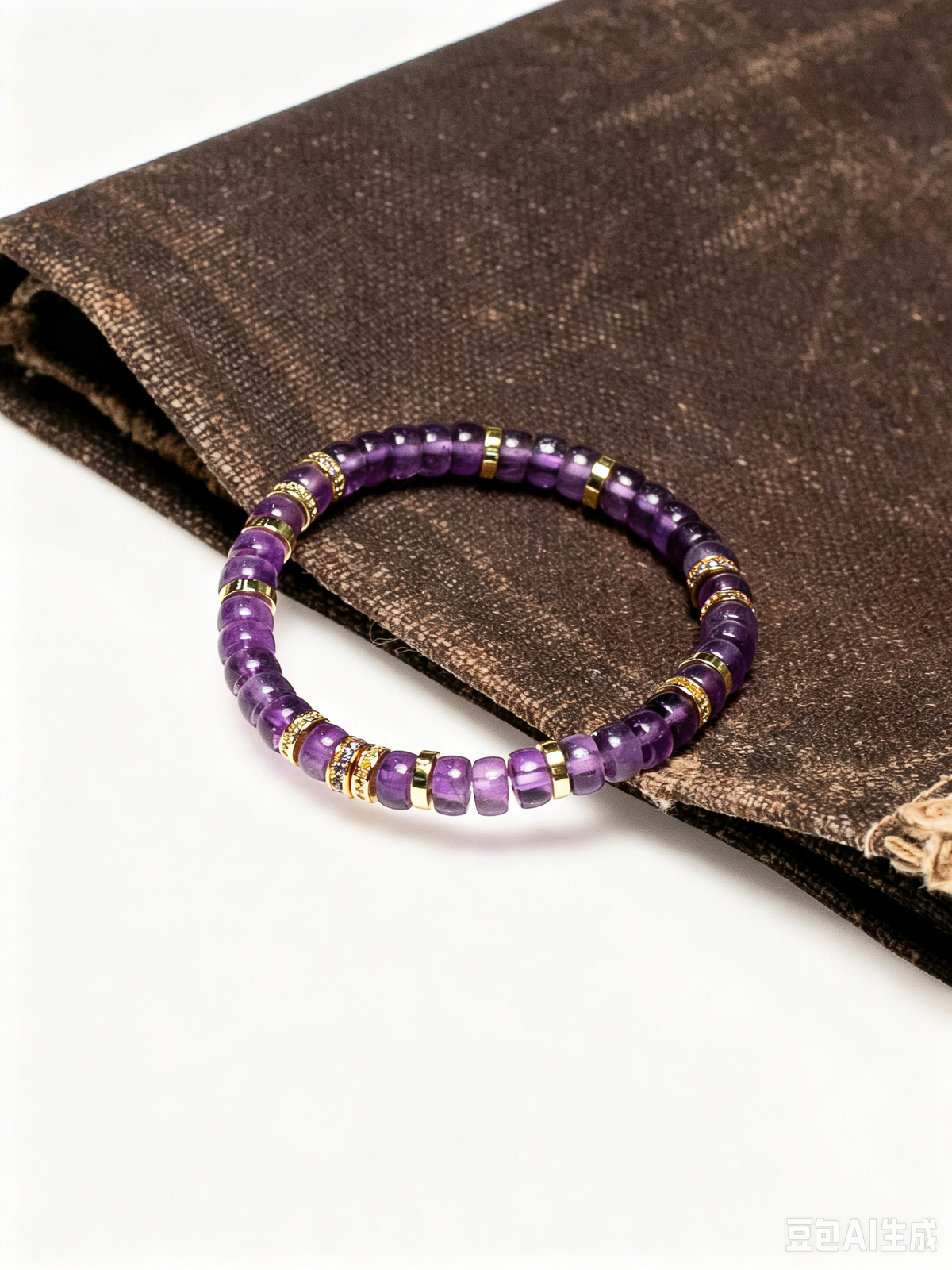 Natural Amethyst Pill-Shape Beaded Bracelet