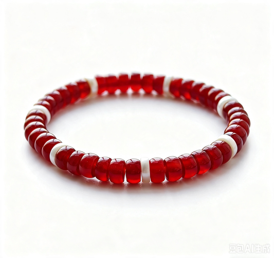 Natural Red Agate & Pearl Bracelet