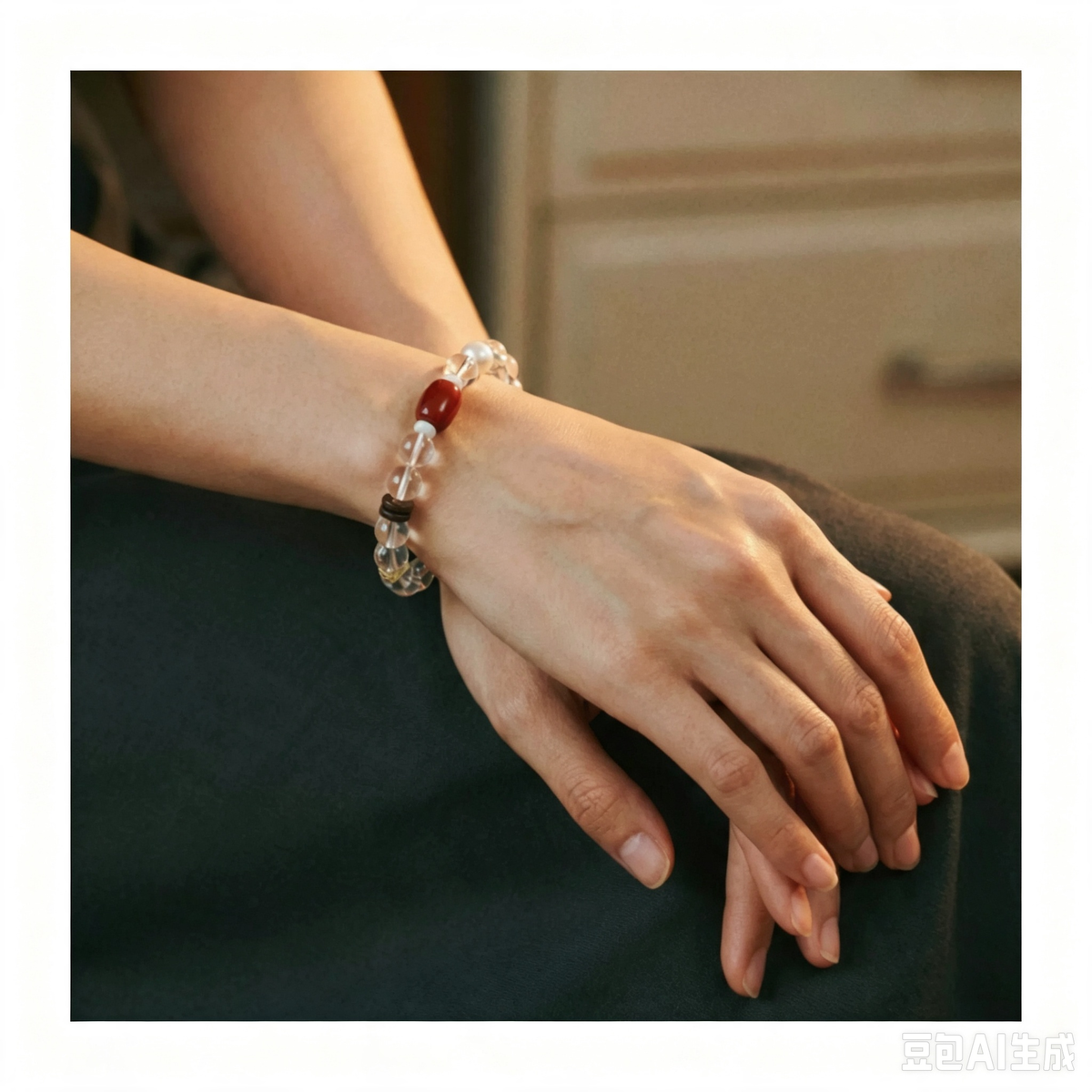 Natural White Crystal & Freshwater Pearl Bracelet