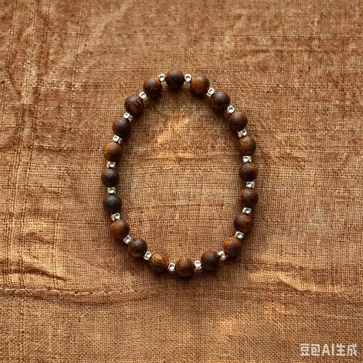 Neutral Natural Qi-Nan Agarwood S925 Sterling Silver Wood Bracelet