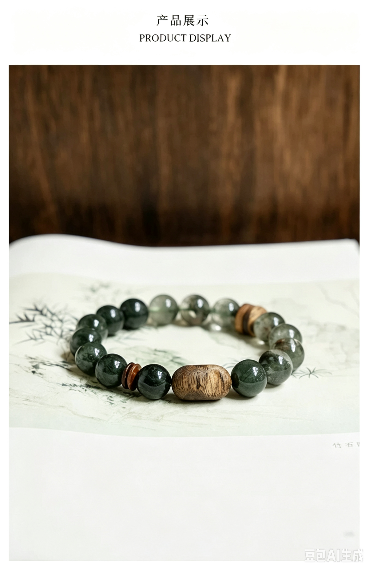 Green Phantom & Green Rutilated Quartz Agarwood Bracelet