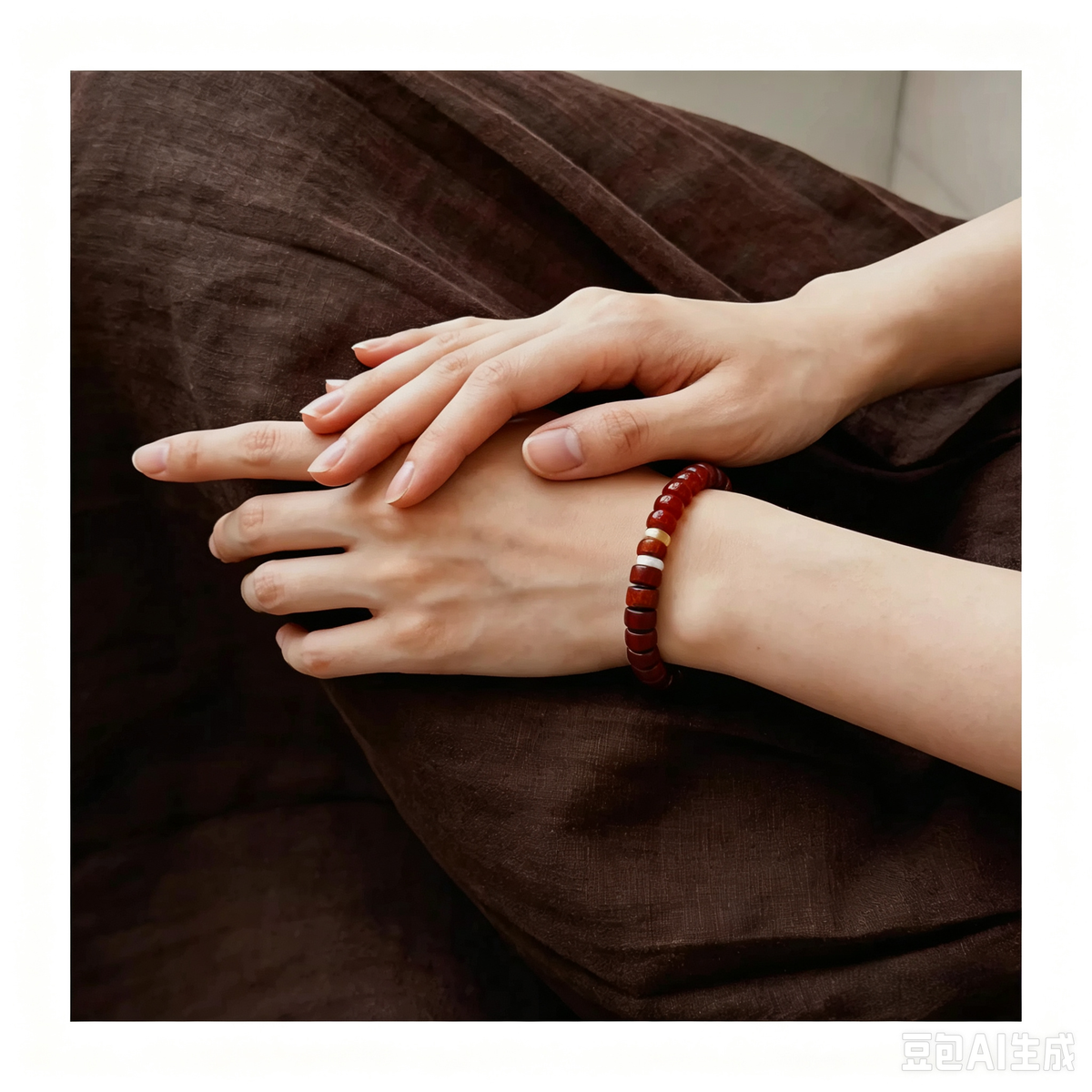 Natural Red Agate & Purple Sandalwood Bracelet